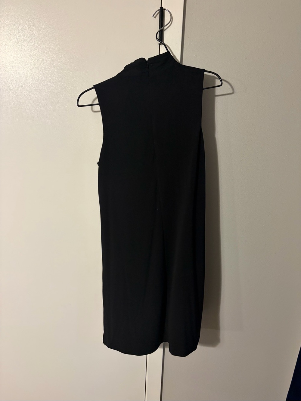 Sleeveless Black Mini Dress with High Neckline